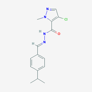 molecular formula C15H17ClN4O B336135 4-CHLORO-N'~5~-[(E)-1-(4-ISOPROPYLPHENYL)METHYLIDENE]-1-METHYL-1H-PYRAZOLE-5-CARBOHYDRAZIDE 
