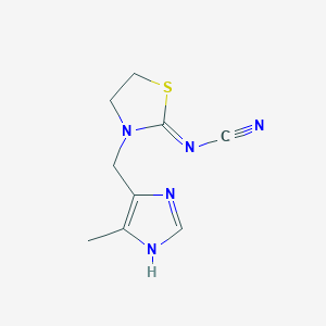molecular formula C9H11N5S B3361717 Cyanamide, [3-[(5-methyl-1H-imidazol-4-yl)methyl]-2-thiazolidinylidene]- CAS No. 92909-58-5
