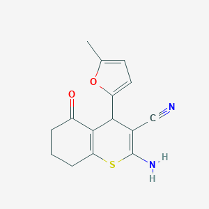 molecular formula C15H14N2O2S B336176 2-AMINO-4-(5-METHYL-2-FURYL)-5-OXO-5,6,7,8-TETRAHYDRO-4H-THIOCHROMEN-3-YL CYANIDE 