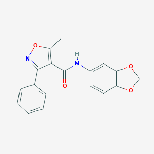 molecular formula C18H14N2O4 B336178 N-(2H-1,3-BENZODIOXOL-5-YL)-5-METHYL-3-PHENYL-1,2-OXAZOLE-4-CARBOXAMIDE 