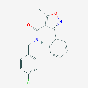 molecular formula C18H15ClN2O2 B336183 N-[(4-chlorophenyl)methyl]-5-methyl-3-phenyl-1,2-oxazole-4-carboxamide 