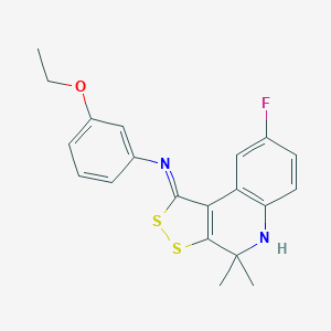 molecular formula C20H19FN2OS2 B336265 N-(3-ethoxyphenyl)-N-(8-fluoro-4,4-dimethyl-4,5-dihydro-1H-[1,2]dithiolo[3,4-c]quinolin-1-ylidene)amine 