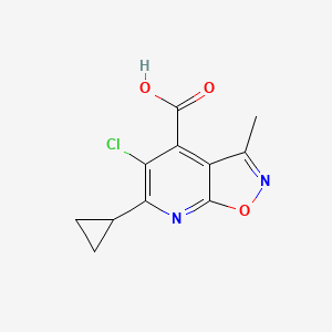 molecular formula C11H9ClN2O3 B3362789 5-Chloro-6-cyclopropyl-3-methylisoxazolo[5,4-b]pyridine-4-carboxylic acid CAS No. 1011396-41-0