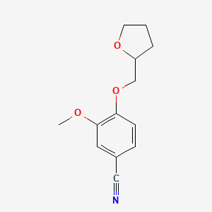 molecular formula C13H15NO3 B3363013 3-Methoxy-4-(oxolan-2-ylmethoxy)benzonitrile CAS No. 1016805-61-0