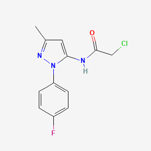 molecular formula C12H11ClFN3O B3363310 2-chloro-N-[1-(4-fluorophenyl)-3-methyl-1H-pyrazol-5-yl]acetamide CAS No. 1019067-51-6
