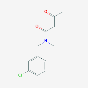 molecular formula C12H14ClNO2 B3363839 N-[(3-chlorophenyl)methyl]-N-methyl-3-oxobutanamide CAS No. 105964-54-3