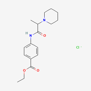molecular formula C17H25ClN2O3 B3363875 Benzoic acid, p-(2-piperidinopropionamido)-, ethyl ester, hydrochloride CAS No. 106572-14-9