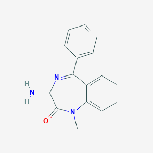 molecular formula C16H15N3O B033641 3-Amino-1-methyl-5-phenyl-1H-benzo[E][1,4]diazepin-2(3H)-one CAS No. 103343-65-3