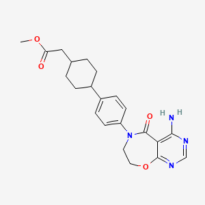 Cyclohexaneacetic acid, 4-[4-(4-amino-7,8-dihydro-5-oxopyrimido[5,4-f][1,4]oxazepin-6(5H)-yl)phenyl]-, methyl ester, trans-