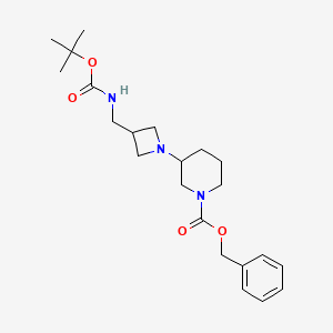 molecular formula C22H33N3O4 B3364257 Benzyl 3-(3-(((tert-butoxycarbonyl)amino)methyl)azetidin-1-yl)piperidine-1-carboxylate CAS No. 1131594-79-0