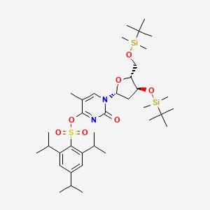 molecular formula C37H64N2O7SSi2 B3364339 [1-[(2R,4S,5R)-4-[Tert-butyl(dimethyl)silyl]oxy-5-[[tert-butyl(dimethyl)silyl]oxymethyl]oxolan-2-yl]-5-methyl-2-oxopyrimidin-4-yl] 2,4,6-tri(propan-2-yl)benzenesulfonate CAS No. 114021-22-6