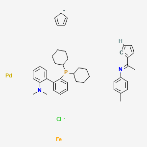 B3364529 Palladium, chloro[2'-(dicyclohexylphosphino-kappaP)-N,N-dimethyl[1,1'-biphenyl]-2-amine][2-[1-[(4-methylphenyl)imino-kappaN]ethyl]ferrocenyl-kappaC]-, CAS No. 1161360-93-5