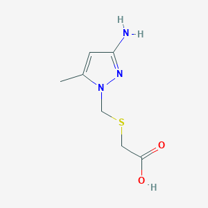 molecular formula C7H11N3O2S B3364681 2-{[(3-amino-5-methyl-1H-pyrazol-1-yl)methyl]sulfanyl}acetic acid CAS No. 1177318-25-0