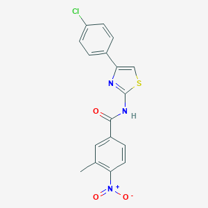 molecular formula C17H12ClN3O3S B336497 N-[4-(4-chlorophenyl)-1,3-thiazol-2-yl]-4-nitro-3-methylbenzamide 