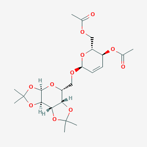 molecular formula C22H32O11 B033660 [(2R,3S,6S)-3-Acetyloxy-6-[[(1S,2R,6R,8R,9S)-4,4,11,11-tetramethyl-3,5,7,10,12-pentaoxatricyclo[7.3.0.02,6]dodecan-8-yl]methoxy]-3,6-dihydro-2H-pyran-2-yl]methyl acetate CAS No. 19940-05-7