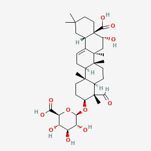 molecular formula C36H54O11 B3366592 beta-D-Glucopyranosiduronic acid, (3beta,4alpha,16alpha)-17-carboxy-16-hydroxy-23-oxo-28-norolean-12-en-3-yl CAS No. 1393-03-9