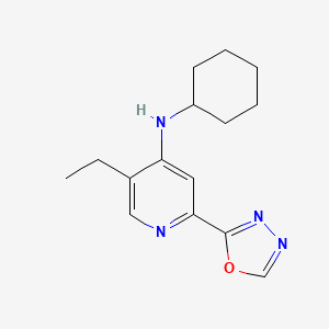 molecular formula C15H20N4O B3366783 Pyridine, 4-(cyclohexylamino)-5-ethyl-2-(1,3,4-oxadiazol-2-yl)- CAS No. 14418-80-5