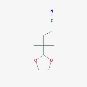 molecular formula C9H15NO2 B3368220 4-(1,3-Dioxolan-2-yl)-4-methylpentanenitrile CAS No. 20633-35-6