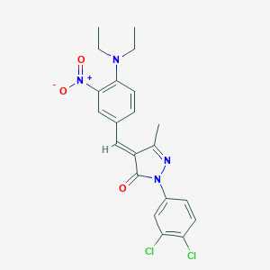 molecular formula C21H20Cl2N4O3 B336871 2-(3,4-DICHLOROPHENYL)-4-{(E)-1-[4-(DIETHYLAMINO)-3-NITROPHENYL]METHYLIDENE}-5-METHYL-2,4-DIHYDRO-3H-PYRAZOL-3-ONE 
