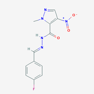 molecular formula C12H10FN5O3 B336891 N'~5~-[(E)-1-(4-FLUOROPHENYL)METHYLIDENE]-1-METHYL-4-NITRO-1H-PYRAZOLE-5-CARBOHYDRAZIDE 