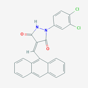 molecular formula C24H14Cl2N2O2 B336946 (4Z)-4-(anthracen-9-ylmethylidene)-1-(3,4-dichlorophenyl)pyrazolidine-3,5-dione 