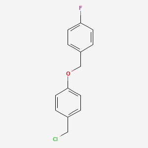 molecular formula C14H12ClFO B3371041 1-[4-(Chloromethyl)phenoxymethyl]-4-fluorobenzene CAS No. 613240-41-8