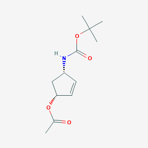 (1R,4S)-Acetic acid 4-tert-butoxycarbonylamino-cyclopent-2-enyl ester