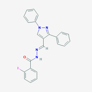 molecular formula C23H17IN4O B337144 N'~1~-[(E)-1-(1,3-DIPHENYL-1H-PYRAZOL-4-YL)METHYLIDENE]-2-IODOBENZOHYDRAZIDE 