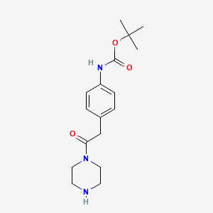 molecular formula C17H25N3O3 B3373322 tert-butyl N-{4-[2-oxo-2-(piperazin-1-yl)ethyl]phenyl}carbamate CAS No. 1000934-11-1