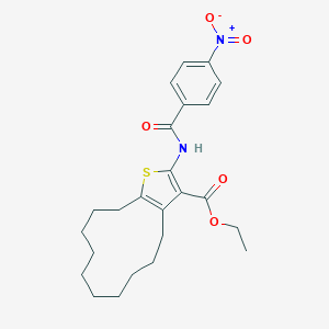 molecular formula C24H30N2O5S B337366 Ethyl 2-[(4-nitrobenzoyl)amino]-4,5,6,7,8,9,10,11,12,13-decahydrocyclododeca[b]thiophene-3-carboxylate 