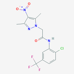 molecular formula C14H12ClF3N4O3 B337414 N~1~-[2-CHLORO-5-(TRIFLUOROMETHYL)PHENYL]-2-(3,5-DIMETHYL-4-NITRO-1H-PYRAZOL-1-YL)ACETAMIDE 