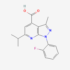 molecular formula C17H16FN3O2 B3374285 1-(2-Fluorophenyl)-6-isopropyl-3-methyl-1H-pyrazolo[3,4-b]pyridine-4-carboxylic acid CAS No. 1018127-56-4