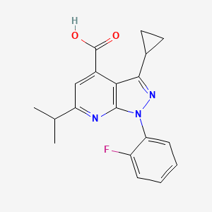 molecular formula C19H18FN3O2 B3374348 3-Cyclopropyl-1-(2-fluorophenyl)-6-isopropyl-1H-pyrazolo[3,4-b]pyridine-4-carboxylic acid CAS No. 1018164-70-9