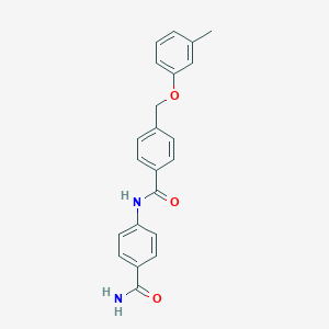 molecular formula C22H20N2O3 B337612 N~1~-[4-(AMINOCARBONYL)PHENYL]-4-[(3-METHYLPHENOXY)METHYL]BENZAMIDE 