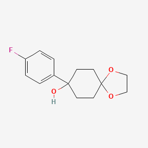 molecular formula C14H17FO3 B3376713 8-(4-Fluorophenyl)-1,4-dioxaspiro[4.5]decan-8-ol CAS No. 122770-39-2