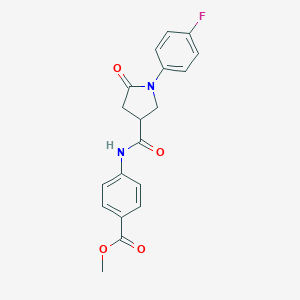 molecular formula C19H17FN2O4 B337945 METHYL 4-[1-(4-FLUOROPHENYL)-5-OXOPYRROLIDINE-3-AMIDO]BENZOATE 
