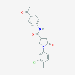 molecular formula C20H19ClN2O3 B337999 N-(4-acetylphenyl)-1-(3-chloro-4-methylphenyl)-5-oxopyrrolidine-3-carboxamide 