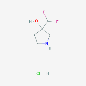 molecular formula C5H10ClF2NO B3380257 3-(Difluoromethyl)pyrrolidin-3-ol hydrochloride CAS No. 1864015-65-5