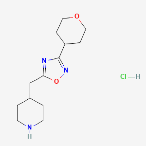 4-{[3-(Oxan-4-yl)-1,2,4-oxadiazol-5-yl]methyl}piperidine hydrochloride
