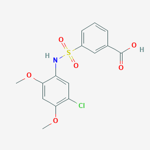 molecular formula C15H14ClNO6S B3383320 3-[(5-Chloro-2,4-dimethoxyphenyl)sulfamoyl]benzoic acid CAS No. 406927-71-7