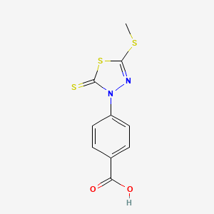 B3386335 4-[5-(Methylsulfanyl)-2-sulfanylidene-2,3-dihydro-1,3,4-thiadiazol-3-yl]benzoic acid CAS No. 727704-72-5