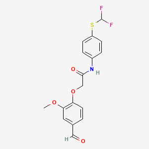 molecular formula C17H15F2NO4S B3386691 N-{4-[(difluoromethyl)sulfanyl]phenyl}-2-(4-formyl-2-methoxyphenoxy)acetamide CAS No. 748776-66-1