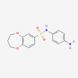 molecular formula C15H16N2O4S B3387109 N-(4-aminophenyl)-3,4-dihydro-2H-1,5-benzodioxepine-7-sulfonamide CAS No. 790271-22-6