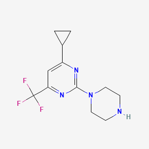 molecular formula C12H15F3N4 B3388135 4-Cyclopropyl-2-(piperazin-1-yl)-6-(trifluoromethyl)pyrimidine CAS No. 861409-87-2