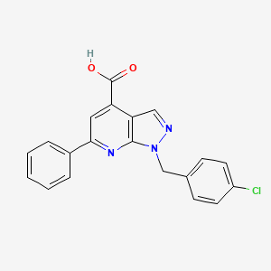 molecular formula C20H14ClN3O2 B3388194 1-[(4-chlorophenyl)methyl]-6-phenyl-1H-pyrazolo[3,4-b]pyridine-4-carboxylic acid CAS No. 863669-02-7