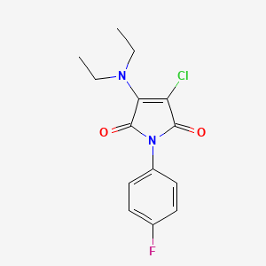 molecular formula C14H14ClFN2O2 B3388201 3-chloro-4-(diethylamino)-1-(4-fluorophenyl)-2,5-dihydro-1H-pyrrole-2,5-dione CAS No. 863669-05-0