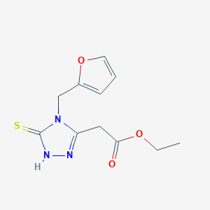 molecular formula C11H13N3O3S B3388216 ethyl 2-[4-(furan-2-ylmethyl)-5-sulfanyl-4H-1,2,4-triazol-3-yl]acetate CAS No. 863669-70-9