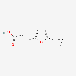 molecular formula C11H14O3 B3388460 3-[5-(2-Methylcyclopropyl)furan-2-yl]propanoic acid CAS No. 874623-62-8