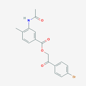 molecular formula C18H16BrNO4 B338856 2-(4-Bromophenyl)-2-oxoethyl 3-(acetylamino)-4-methylbenzoate 