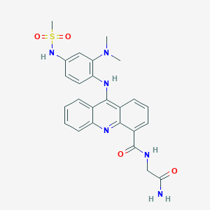molecular formula C25H26N6O4S B033906 4-Acridinecarboxamide, N-(2-amino-2-oxoethyl)-9-((2-(dimethylamino)-4-((methylsulfonyl)amino)phenyl)amino)- CAS No. 106521-52-2